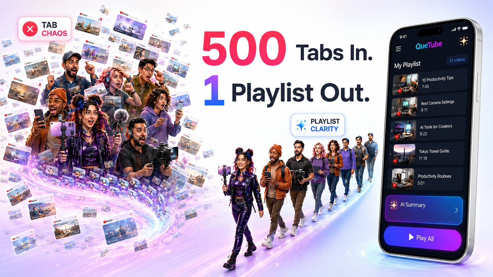500 Tabs to 1 Playlist Desktop