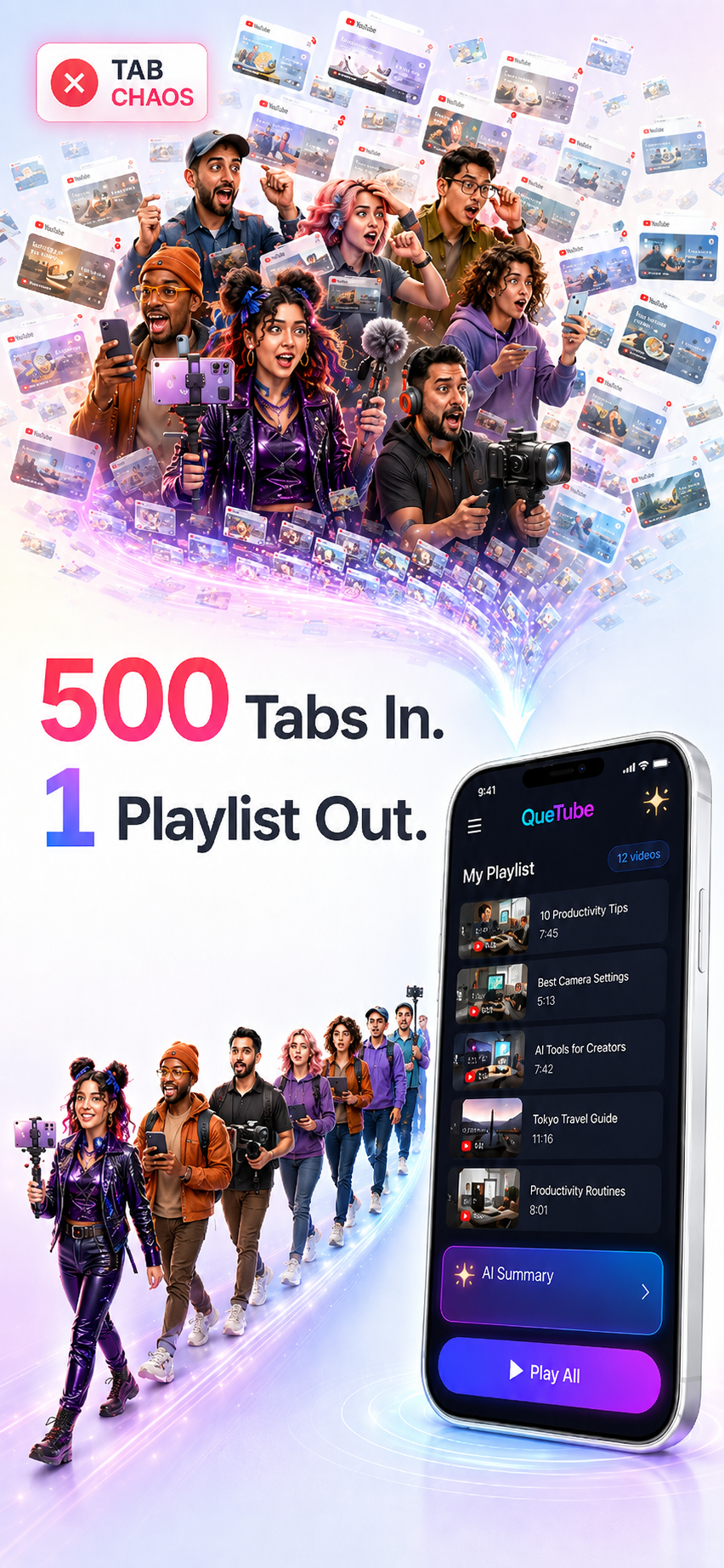 500 Tabs to 1 Playlist Mobile